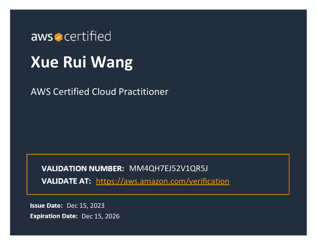 AWS Certified Cloud Practitioner Certificate